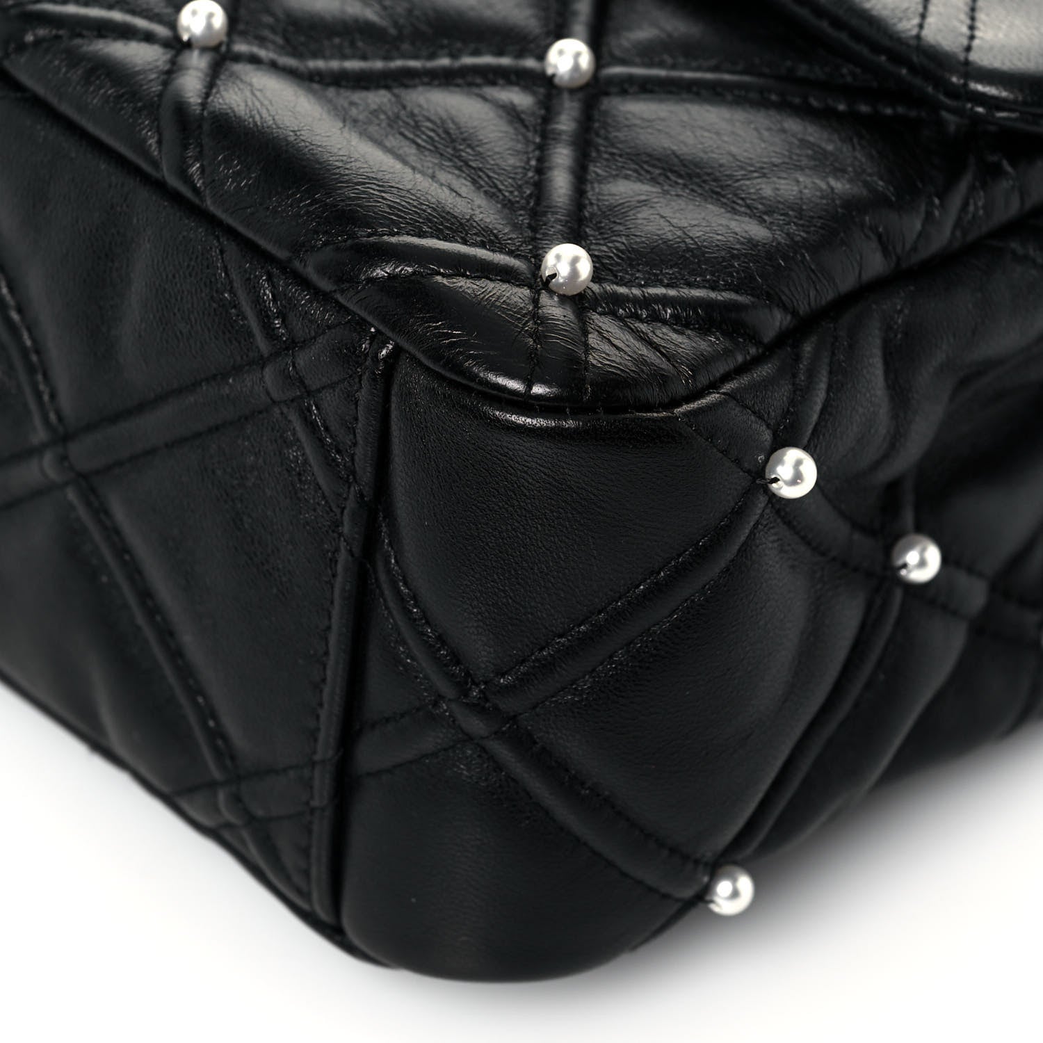 Chanel Lambskin Quilted Pearl Studded Flap Black 6 of 15