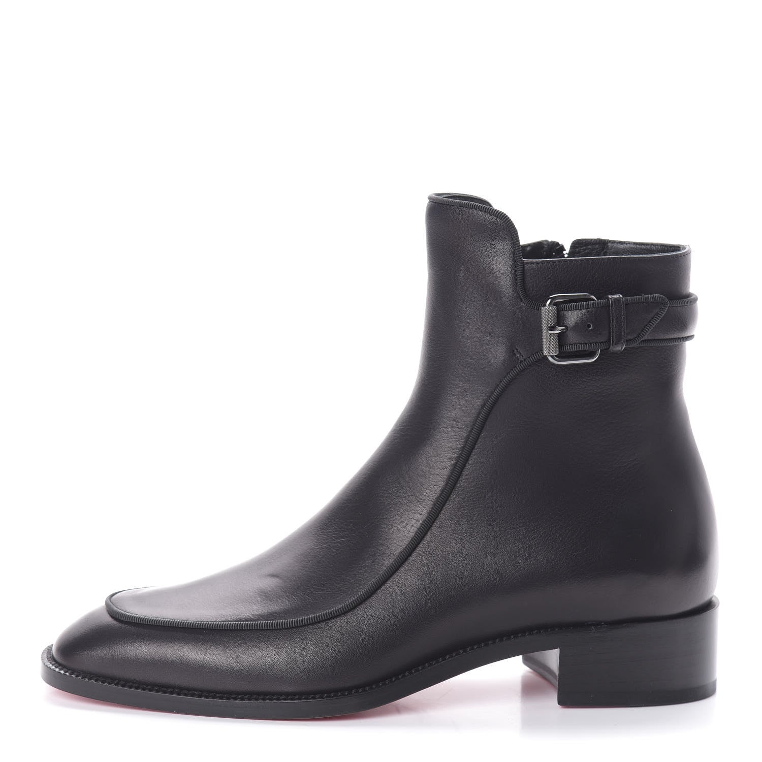 Christian Louboutin Calfskin Ecritoir Flat Ankle Boots 36.5 Black 1 of 7
