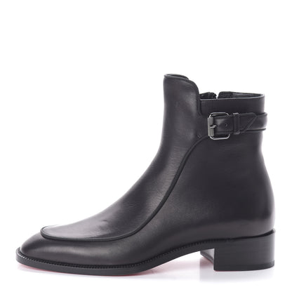 Christian Louboutin Calfskin Ecritoir Flat Ankle Boots 36.5 Black 1 of 7