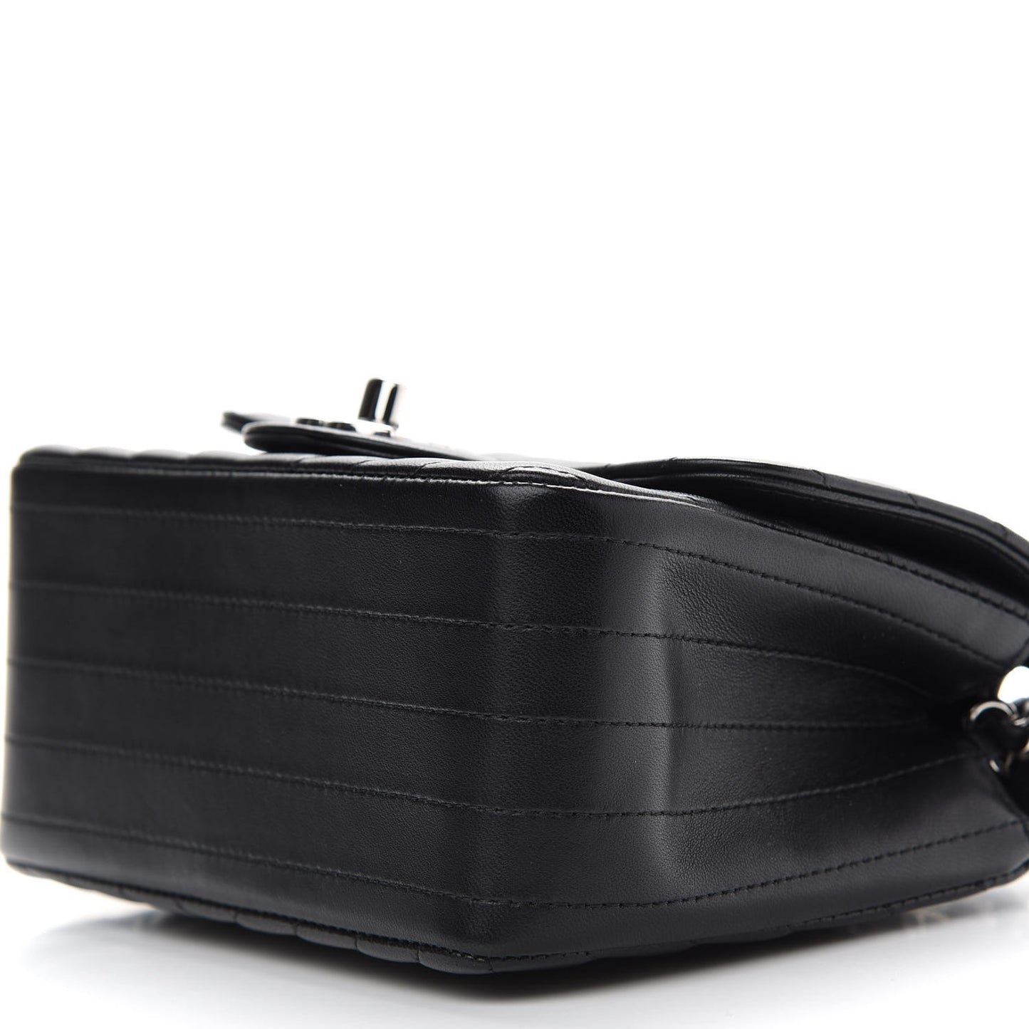 Lambskin Chevron Quilted Mini Square Flap Black