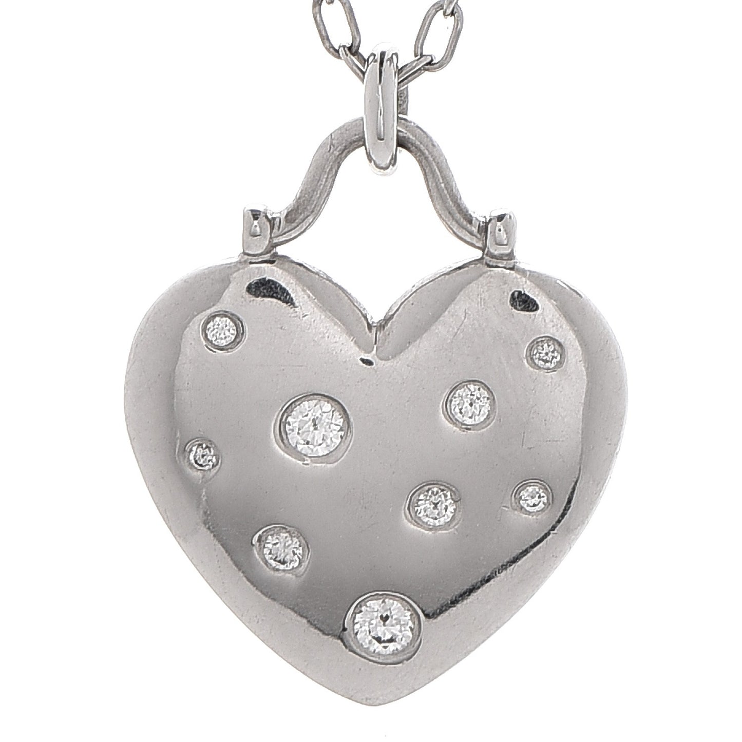 18K White Gold Diamond Etoile Heart Pendant Necklace