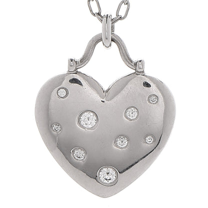 Tiffany 18K White Gold Diamond Etoile Heart Pendant Necklace 4 of 8