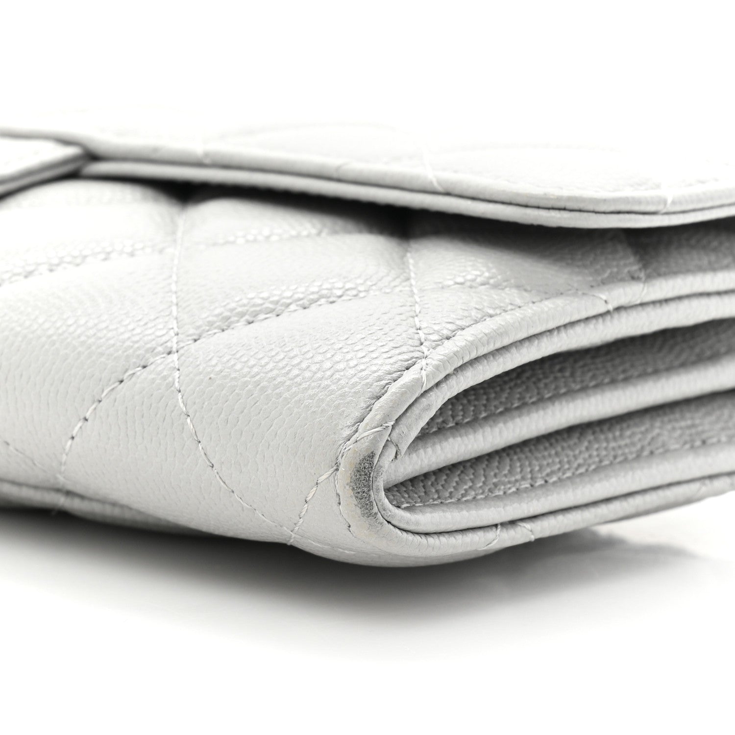 Chanel Caviar Quilted Large Gusset Flap Wallet Grey 13 of 19