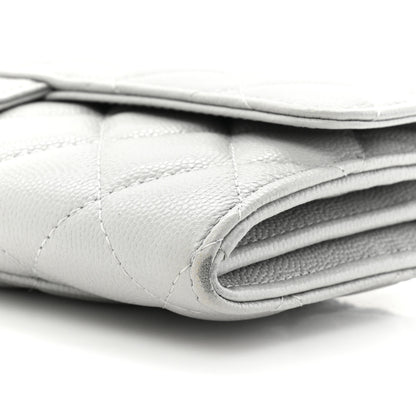 Chanel Caviar Quilted Large Gusset Flap Wallet Grey 13 of 19