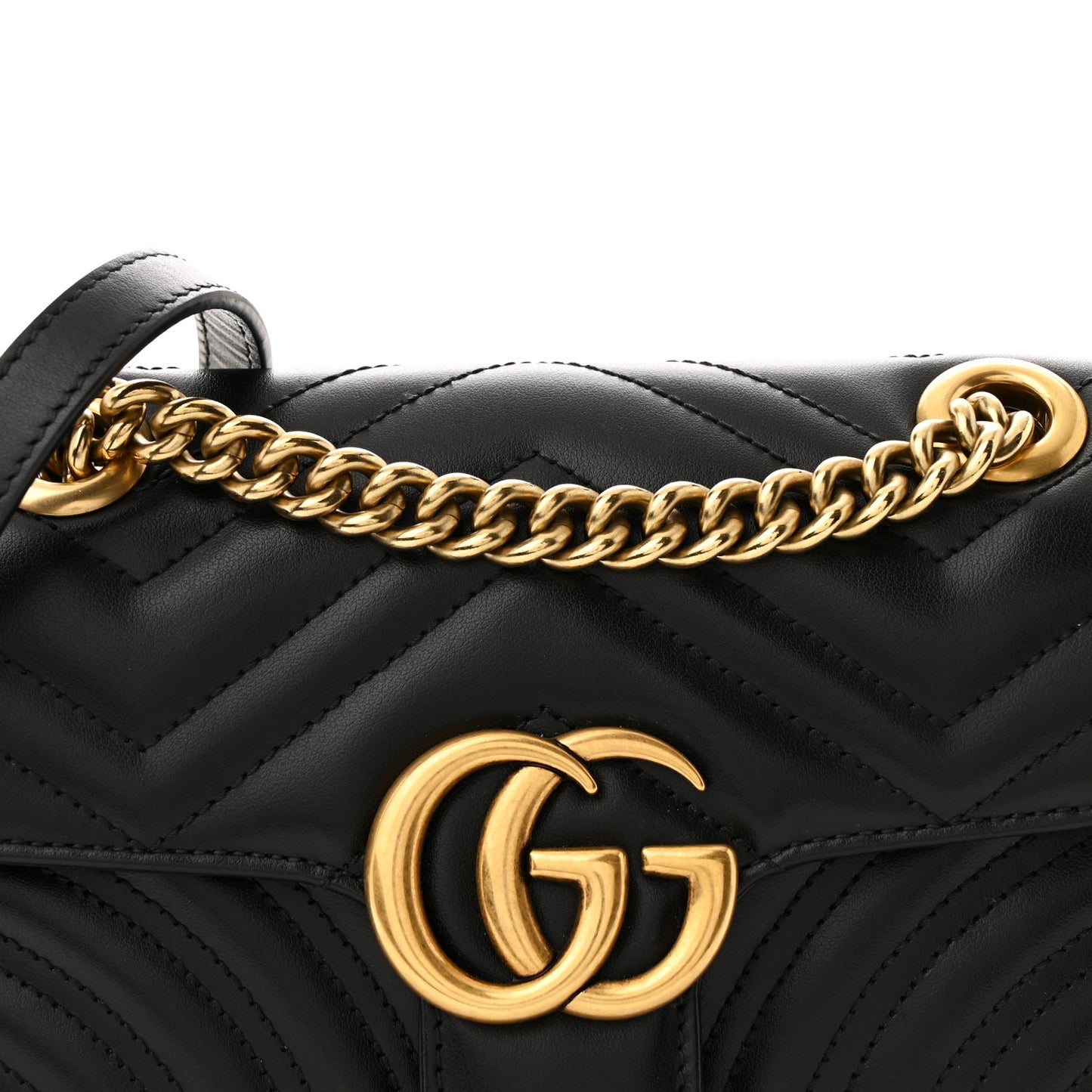 Calfskin Matelasse Mini GG Marmont Shoulder Bag Black