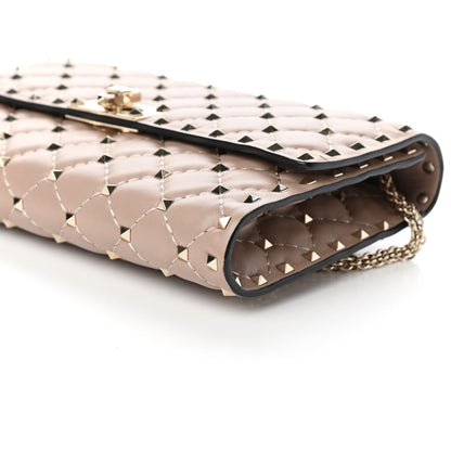 Valentino Garavani Lambskin Rockstud Spike Wallet on Chain Poudre 7 of 7