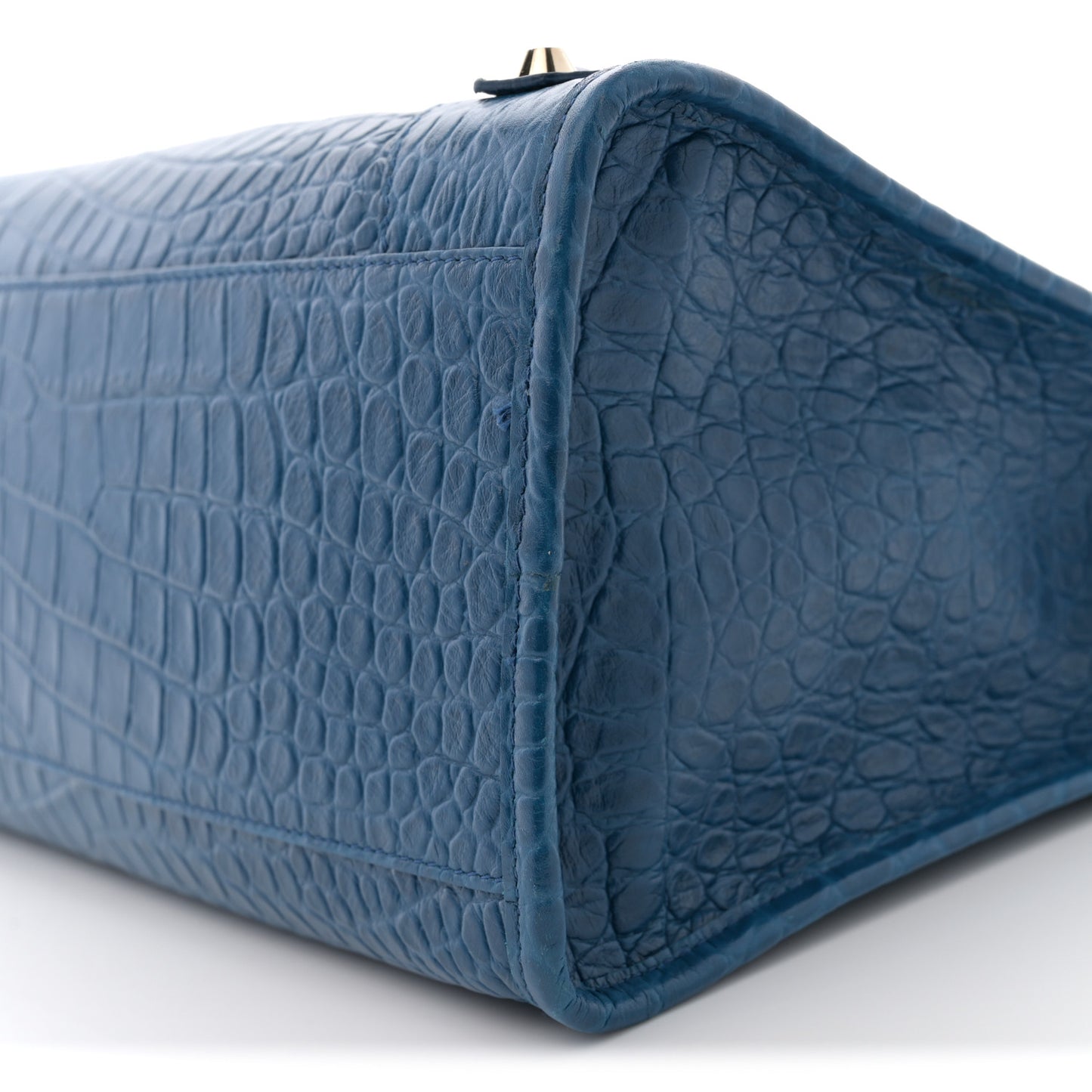 Calfskin Crocodile Embossed Classic Silver Hardware City Bleu Marine
