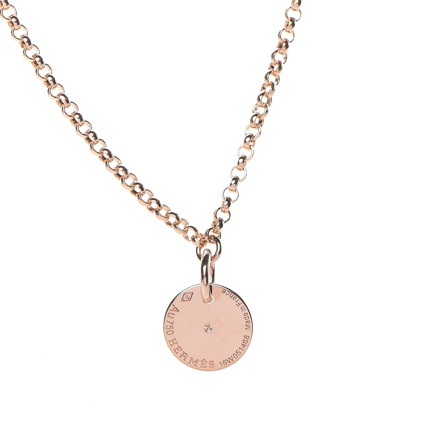 Hermes 18K Rose Gold Diamond Gambade Clou de Selle Necklace 6 of 7