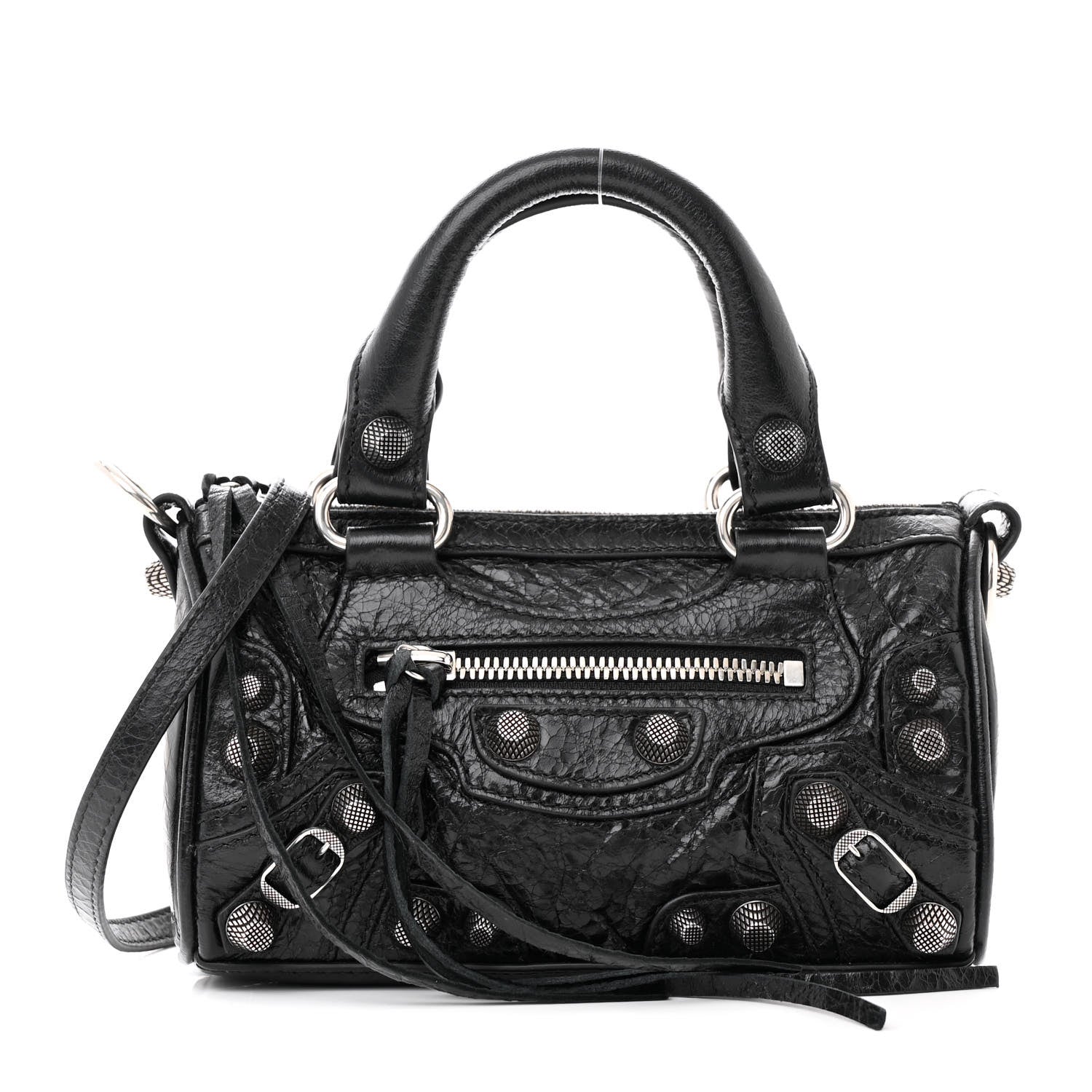 Balenciaga Agneau Arena Crystal Neo Nano Cagole Handbag Black 1 of 13