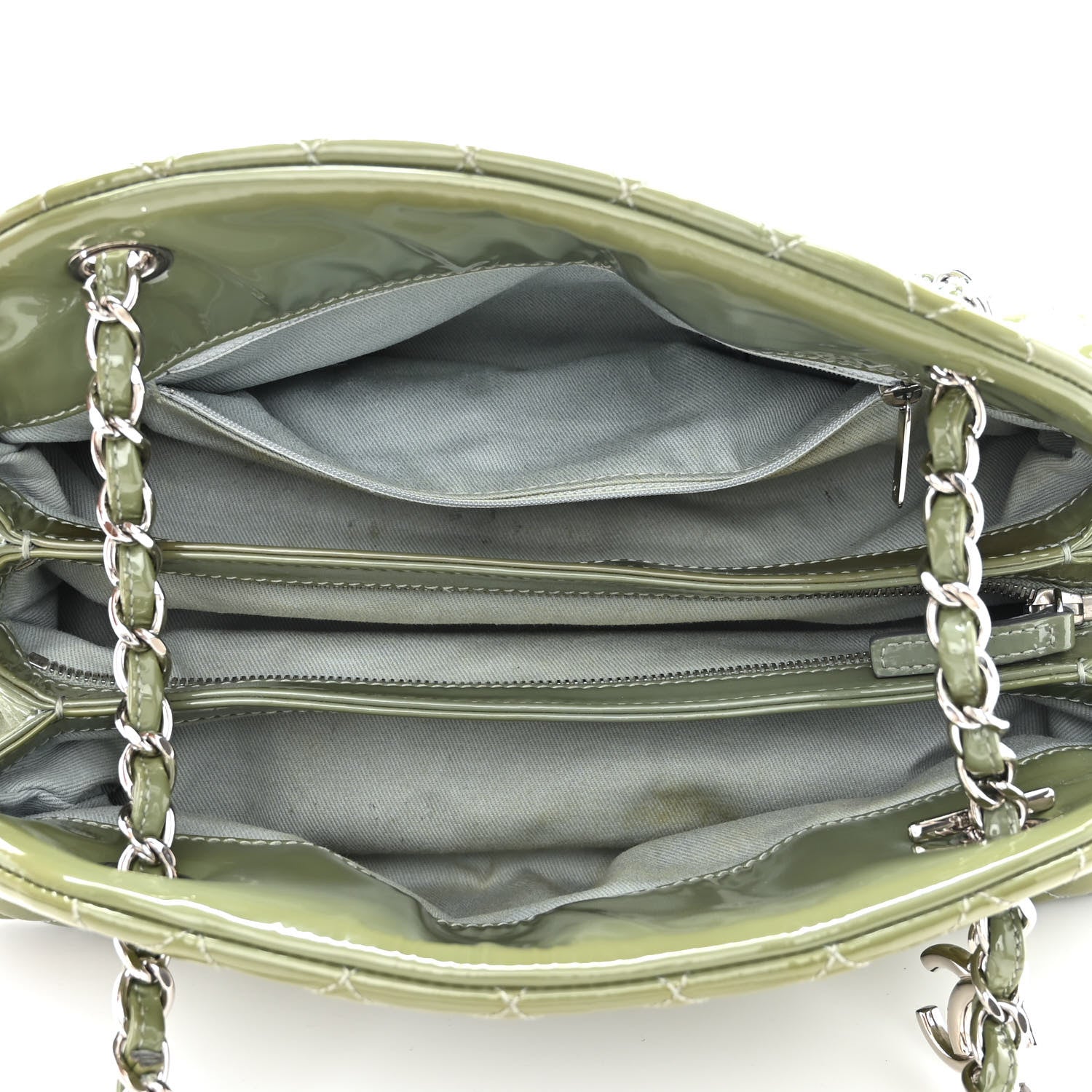Chanel Patent Quilted Medium Just Mademoiselle Green 5 of 12