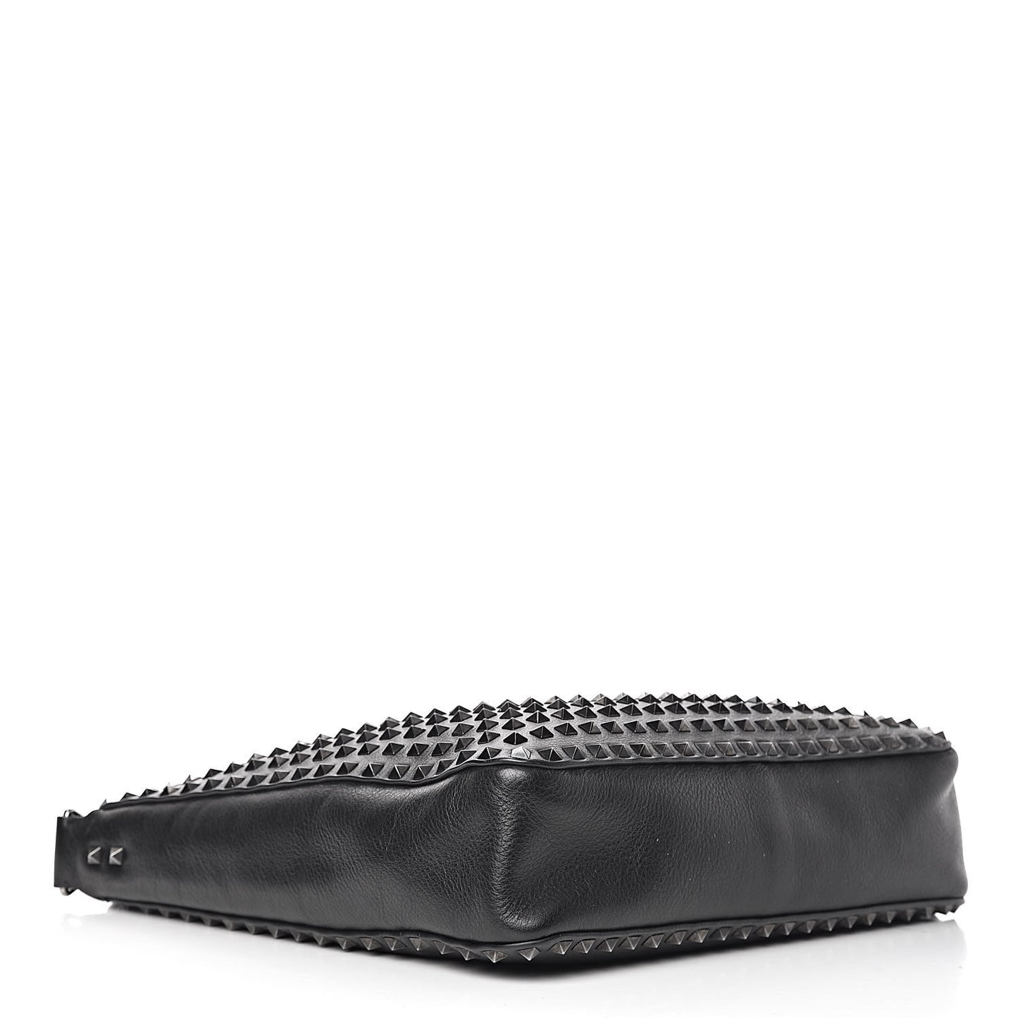Calfskin Rockstud All Over Flip-Lock Messenger Bag Black