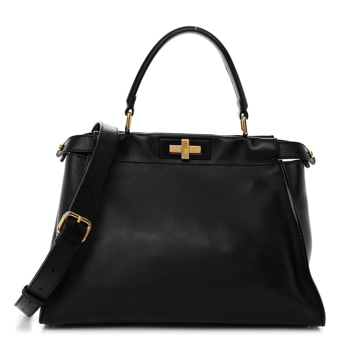 Vitello Seta Shiny Nappa Medium Peekaboo Iconic Satchel Black
