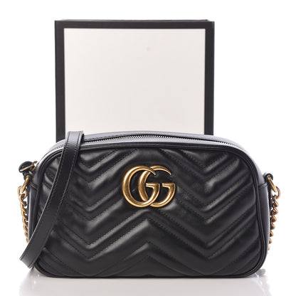 Gucci Calfskin Matelasse Small GG Marmont Chain Shoulder Bag Black 13 of 13