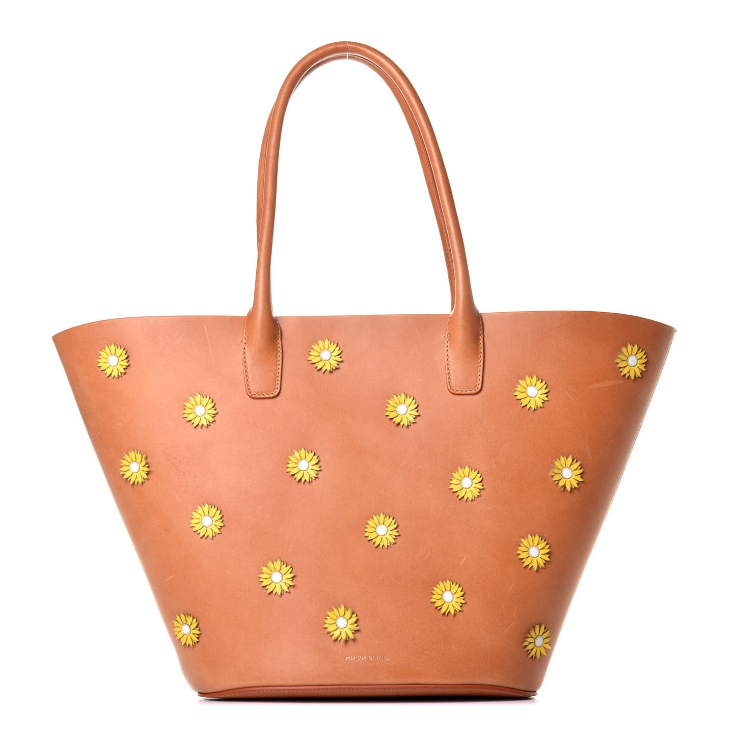 Calfskin Daisy Triangle Tote Camello