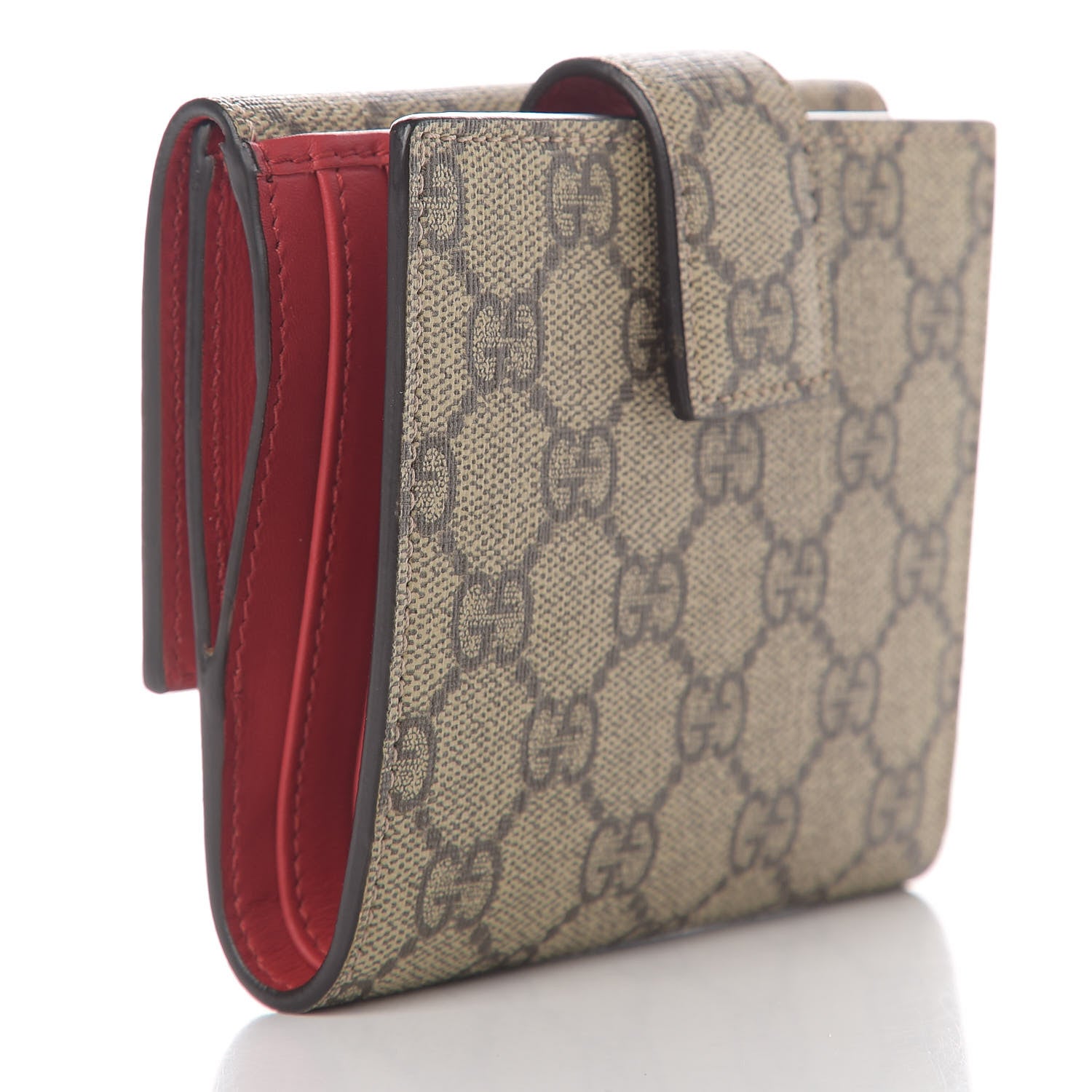Gucci GG Supreme Monogram Cherry Embellished Card Case Wallet Hibiscus Red 3 of 12