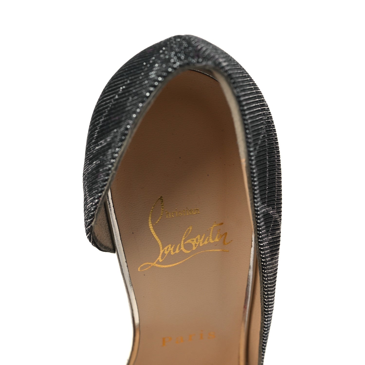 Christian Louboutin Tissu Etincelle Specchio Iriza 100 Pumps 38.5 Black Silver 8 of 8