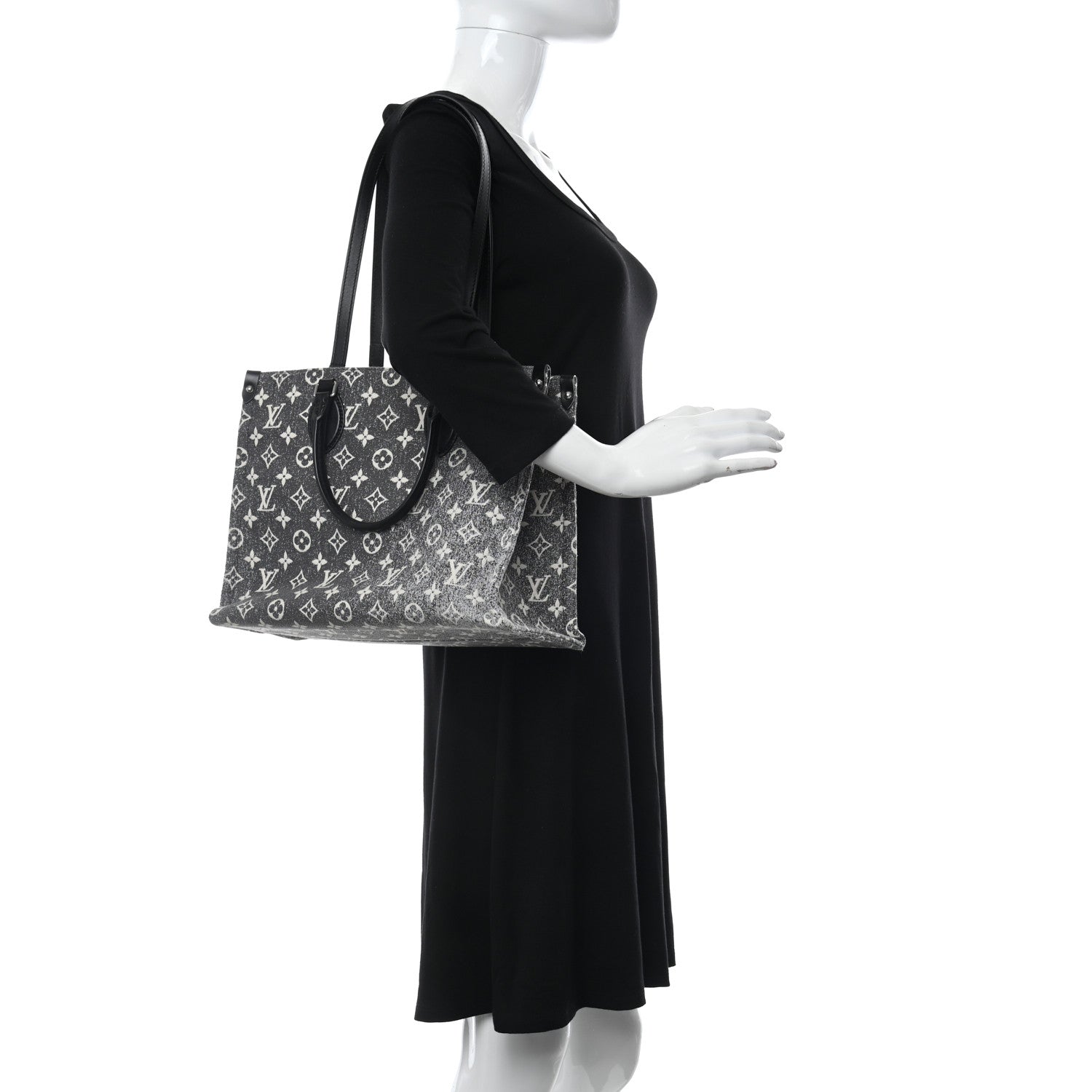 Louis Vuitton Monogram Jacquard Denim Onthego MM Black 2 of 9