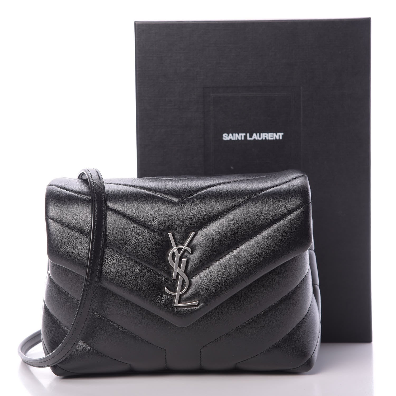Saint Laurent Calfskin Y Quilted Monogram Toy Loulou Crossbody Bag Black 11 of 11