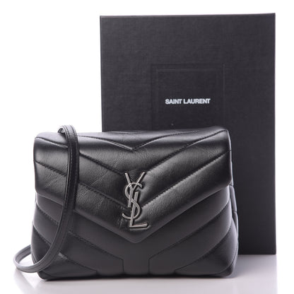 Saint Laurent Calfskin Y Quilted Monogram Toy Loulou Crossbody Bag Black 11 of 11