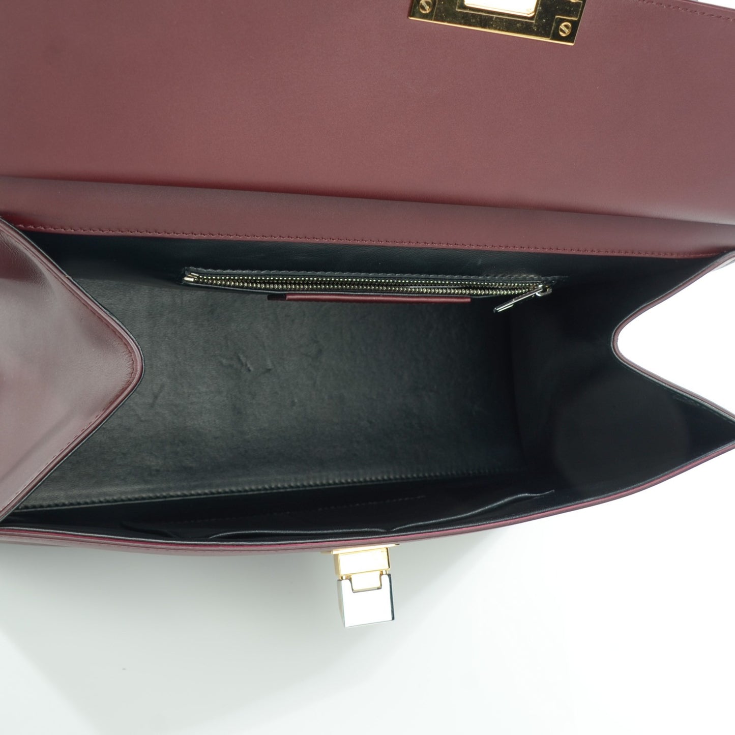 Smooth Calfskin Le Dix M Cartable Shoulder Bag Aubergine