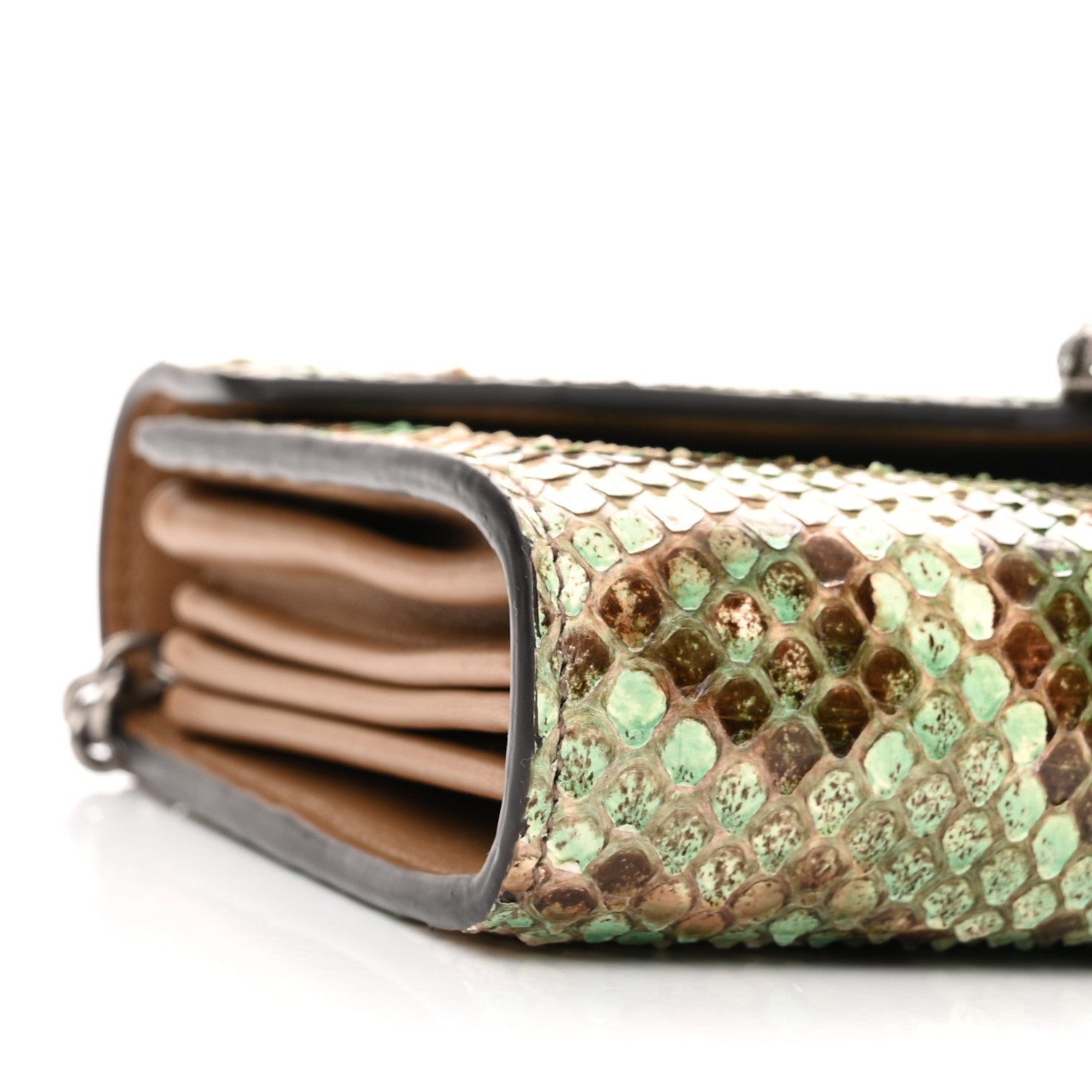 Gucci Snakeskin Crystal Mini Dionysus Chain Wallet Mint Beige 9 of 10