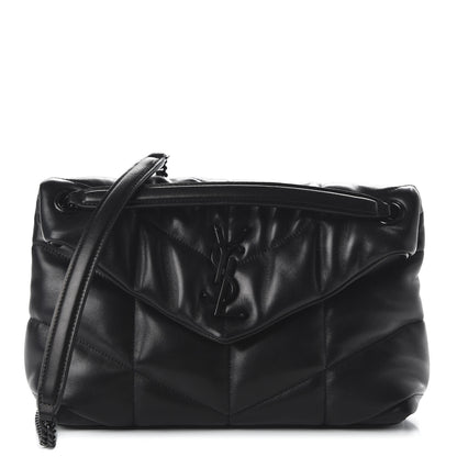 Saint Laurent Lambskin Quilted Small Loulou Puffer Monogram Chain Satchel Black 1 of 8
