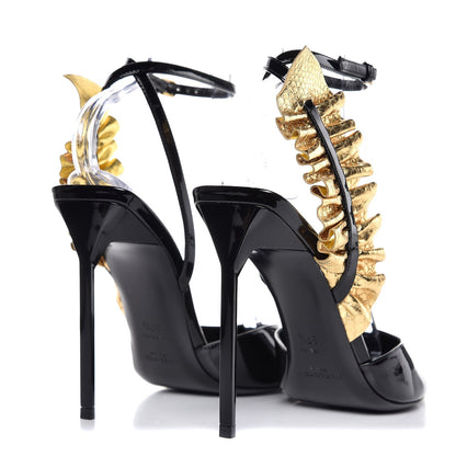 Saint Laurent Patent Snakeskin Edie 110 Pumps 37.5 Black 4 of 9