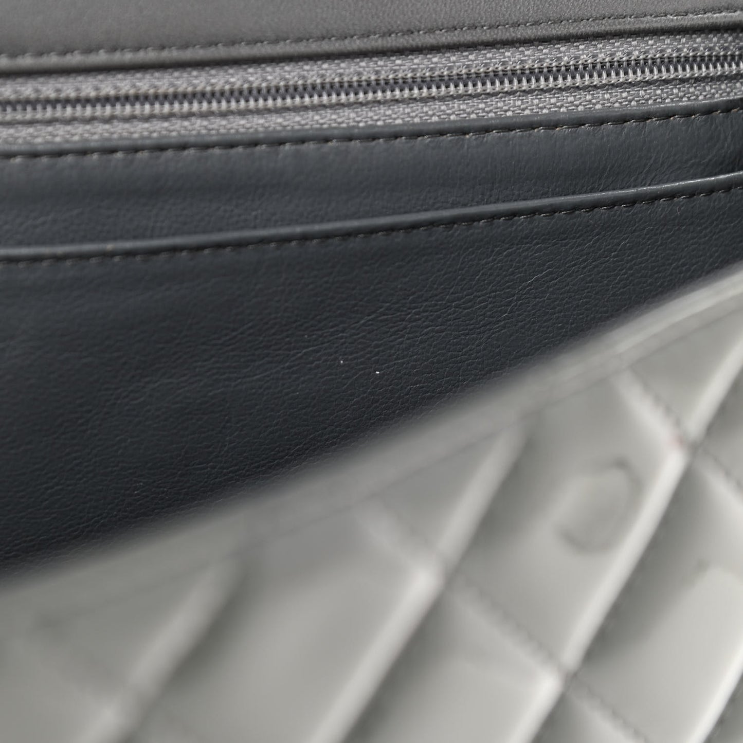 Patent Quilted Maxi Single Flap Grey