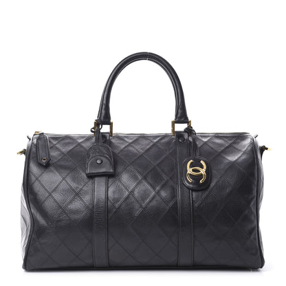 Chanel Calfskin Stitched CC Boston Black 1 of 21
