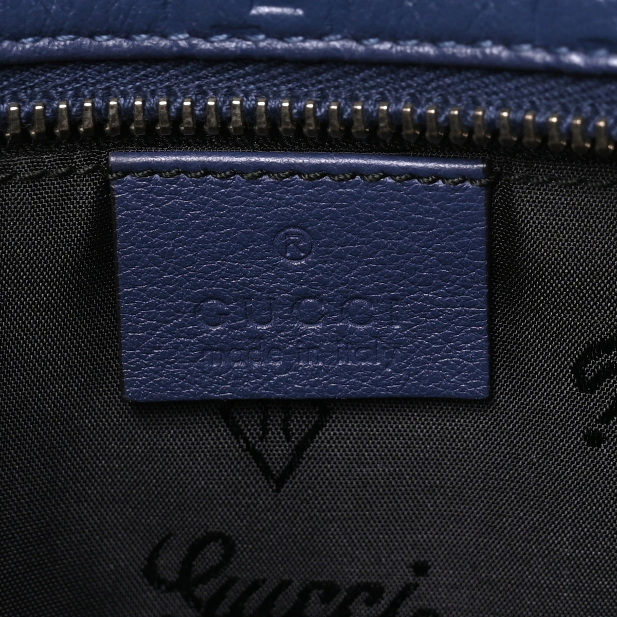 Gucci Guccissima Medium Zippered Shopping Tote Blue 6 of 10