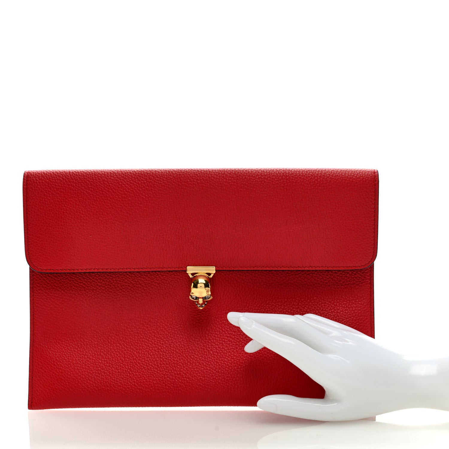 Alexander McQueen Calfskin Skull Clutch Red 2 of 6