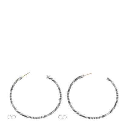 David Yurman Sterling Silver Medium Cable Classics Hoop Earrings 3 of 4