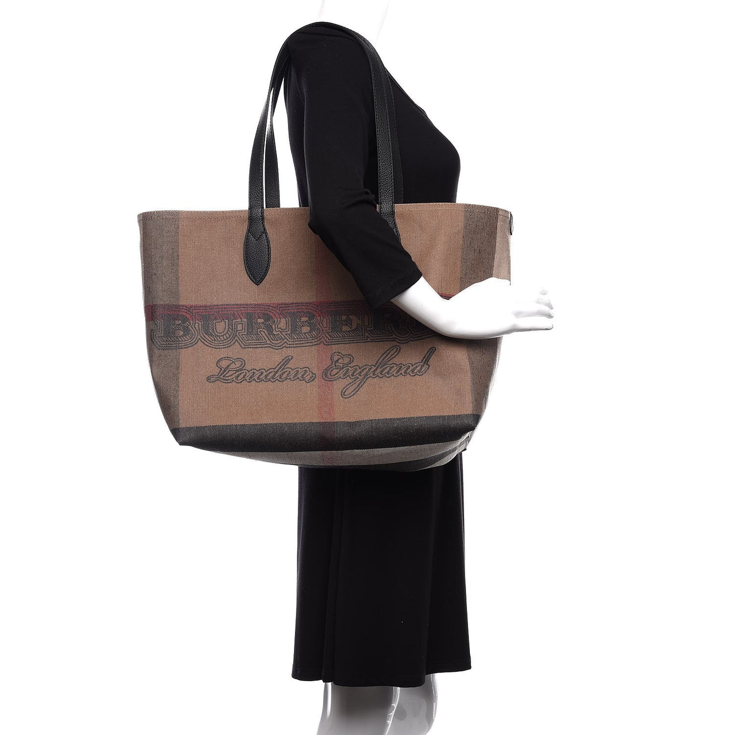 Coated Canvas Mega Check Medium Doodle Tote Black