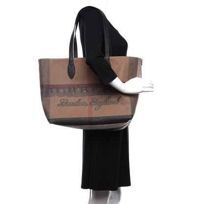 Burberry Coated Canvas Mega Check Medium Doodle Tote Black 2 of 9