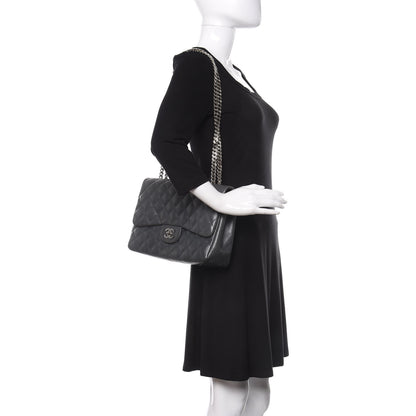 Chanel Lambskin Quilted Jumbo Single Bijoux Chain Flap Gris Fonce 2 of 11