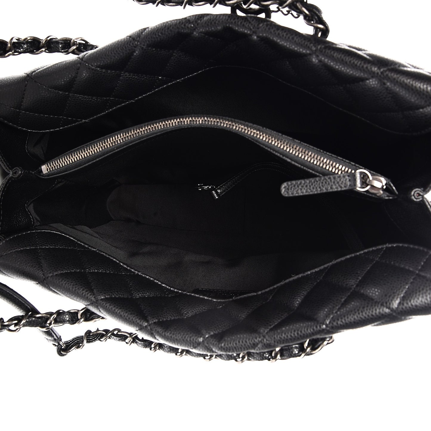 Caviar Quilted City Shopping Tote Black