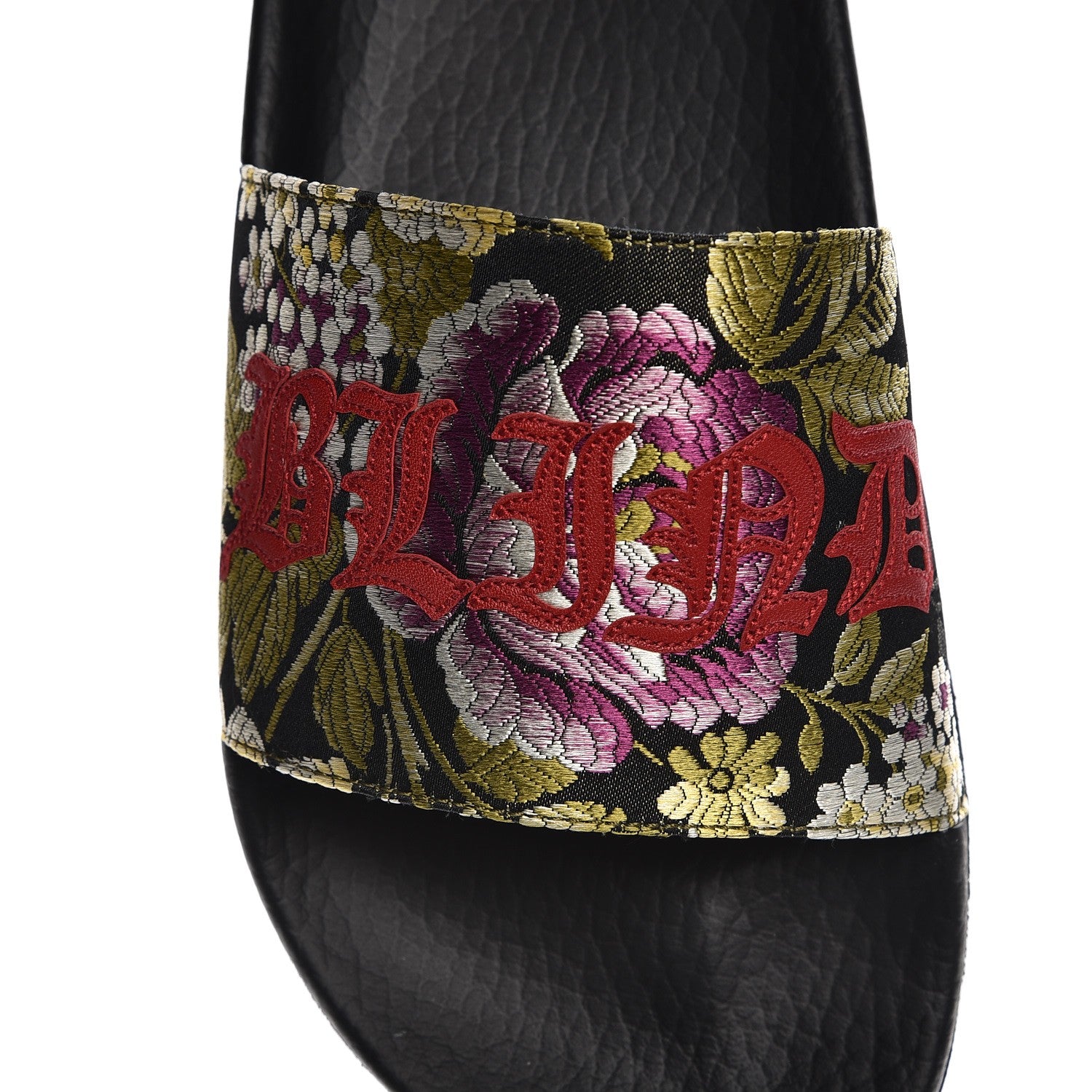 Gucci Jacquard Floral Blind for Love Slide Sandals 39 Black Multicolor 8 of 9