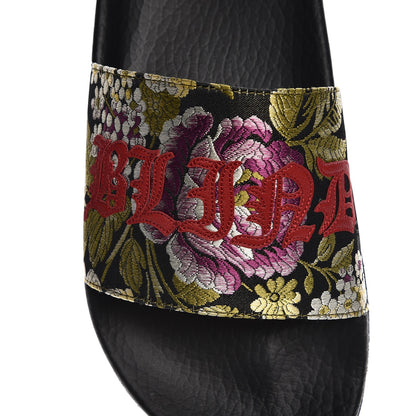 Gucci Jacquard Floral Blind for Love Slide Sandals 39 Black Multicolor 8 of 9