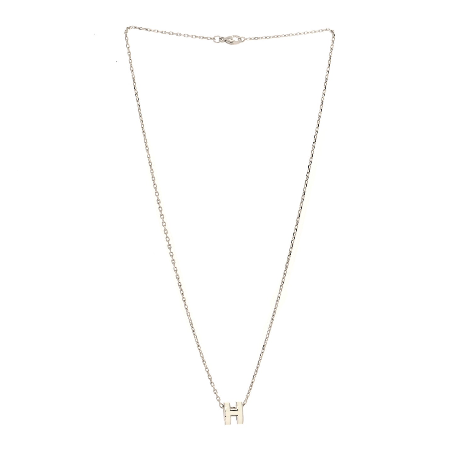 Lacquered Palladium Mini Pop H Pendant Necklace White