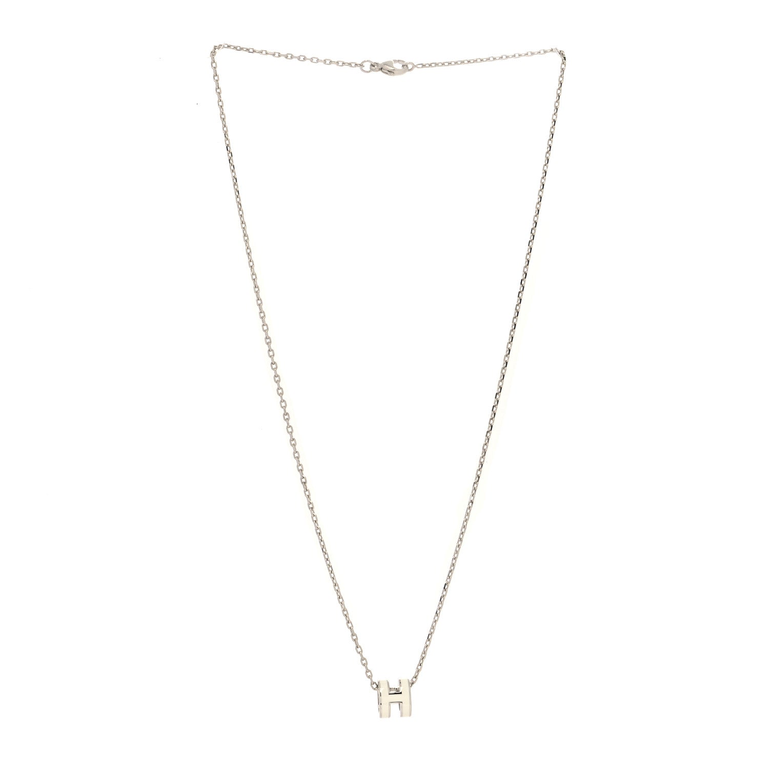 Hermes Lacquered Palladium Mini Pop H Pendant Necklace White 3 of 5