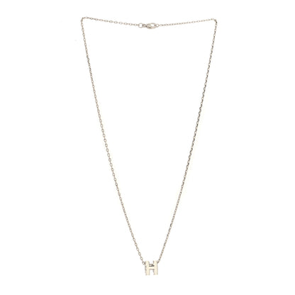 Hermes Lacquered Palladium Mini Pop H Pendant Necklace White 3 of 5