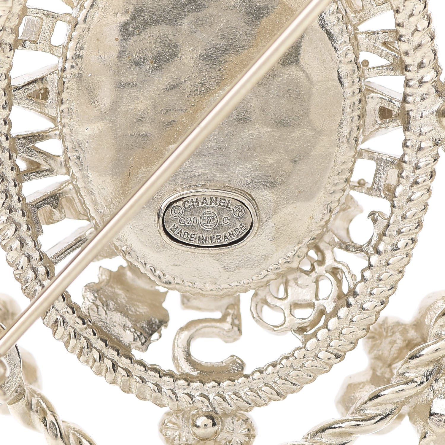 Chanel Pearl Crystal CC Brooch Gold 4 of 5
