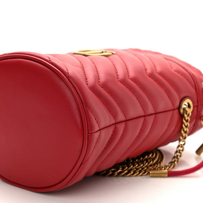 Gucci Calfskin Matelasse Mini GG Marmont 2.0 Bucket Bag Hibiscus Red 8 of 8