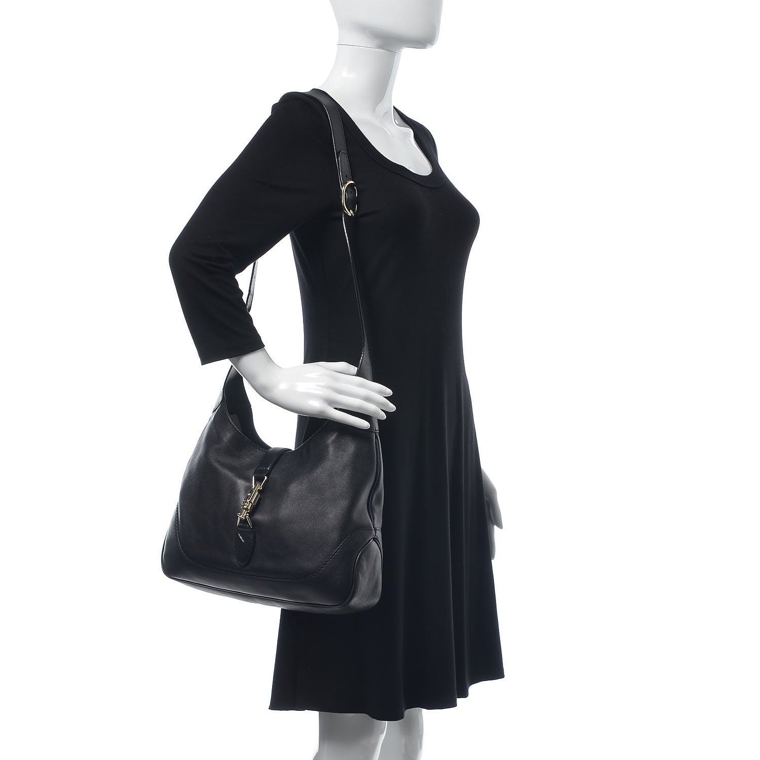 Gucci Calfskin Medium Jackie Shoulder Bag Black 2 of 19