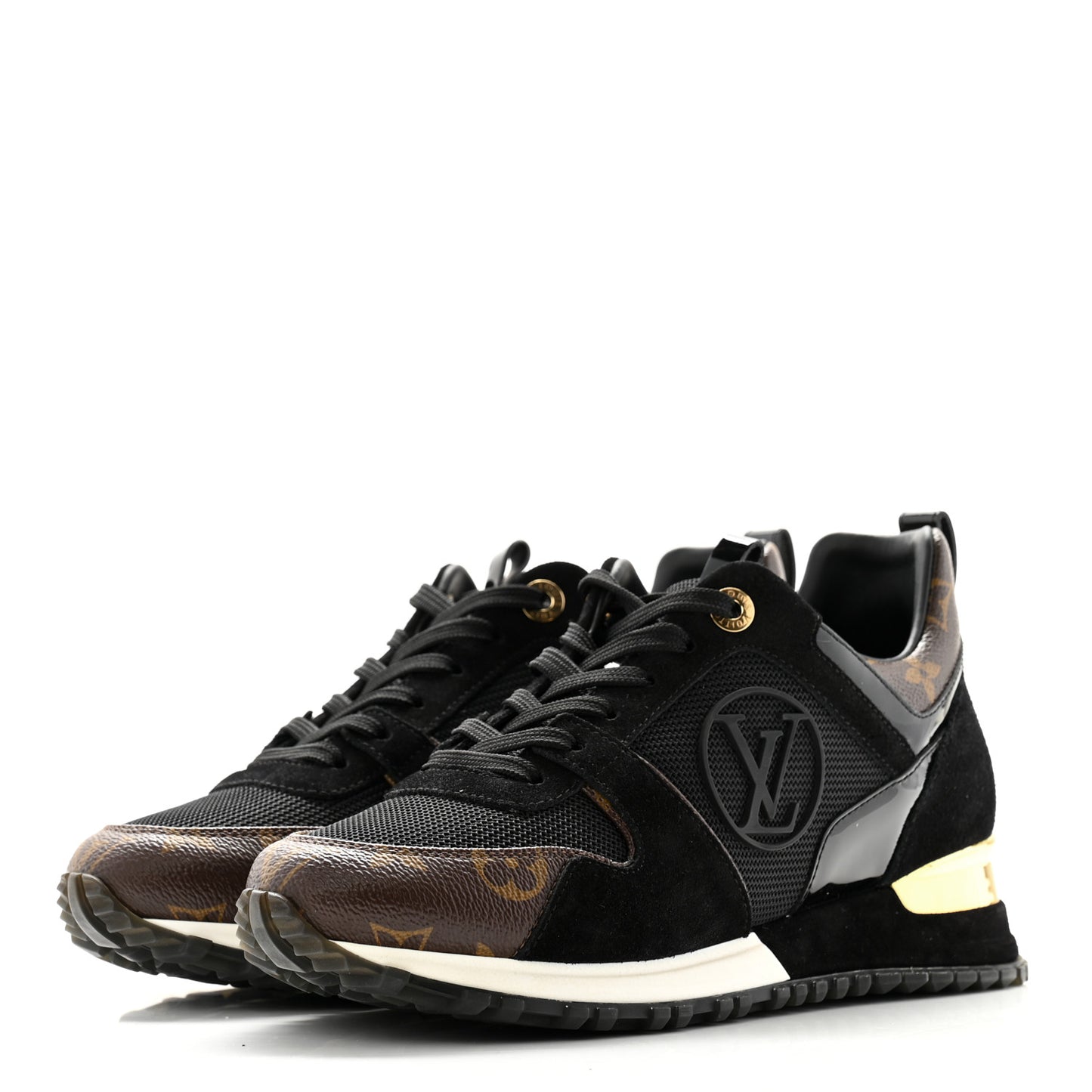Suede Monogram Run Away Sneakers 37 Black