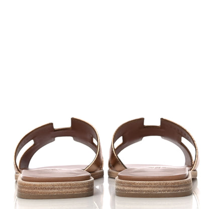 Hermes Metallic Calfskin Oran Sandals 37 Rose Dore 6 of 12