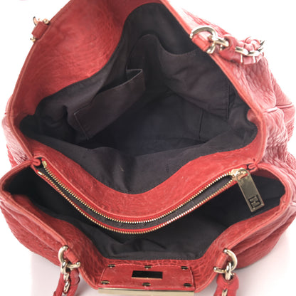Fendi Crinkled Lambskin Mia Tote Red 4 of 6