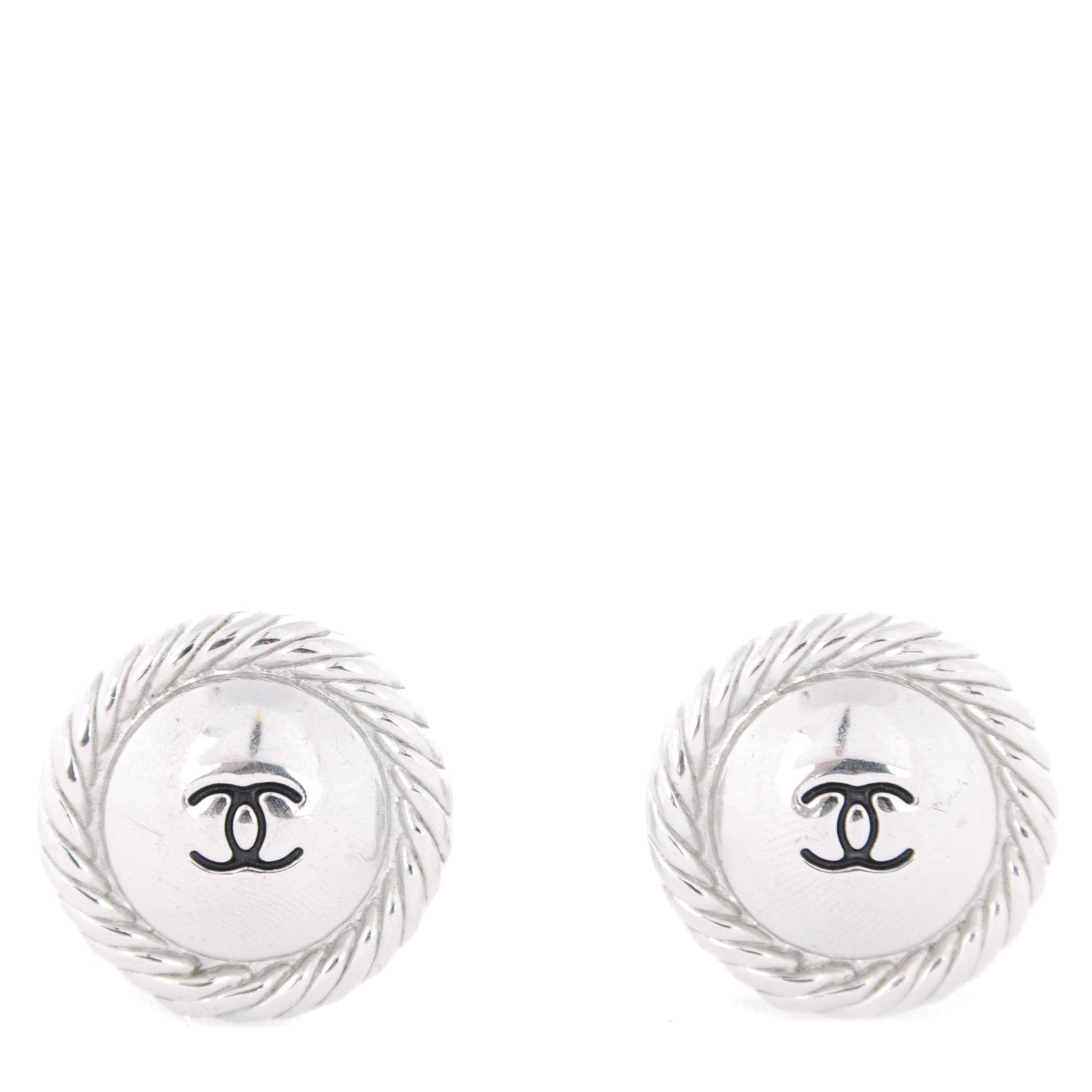 Chanel CC Clip On Earrings Silver 1 of 5