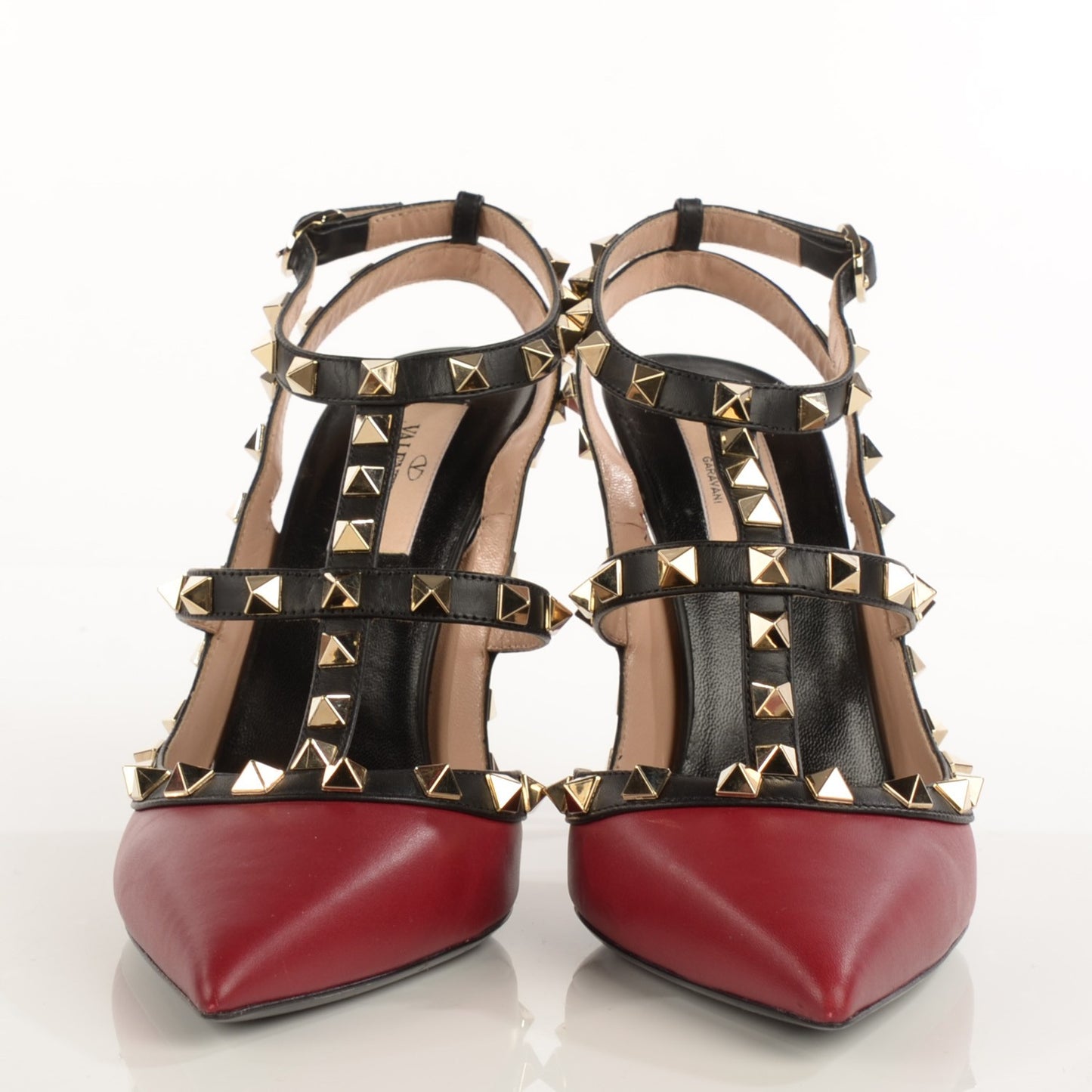 Nappa Rockstud Ankle Strap 100mm Pumps 38 Scarlet Black