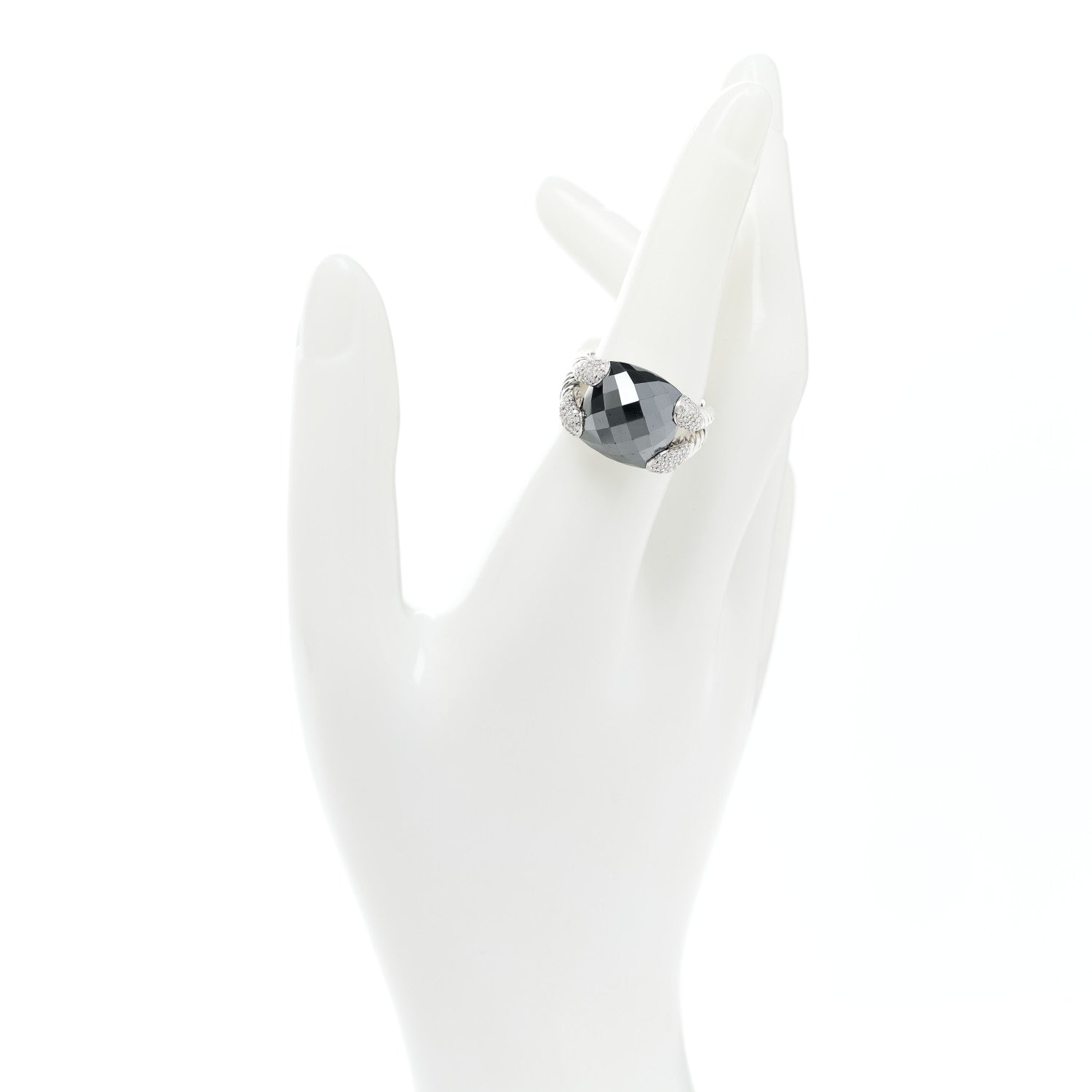 David Yurman Sterling Silver Diamond Hematine Willow Ring 54 6.75 2 of 5
